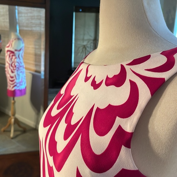 EUC Size 6 beautiful spring dress in fuchsia and white. - Picture 2 of 8